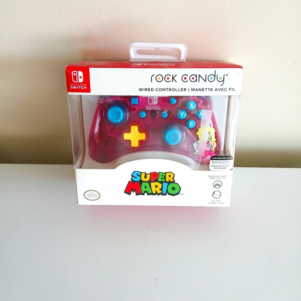 Rock Candy Super Mario Wired Pink Princess Peach Nintendo Switch Controller